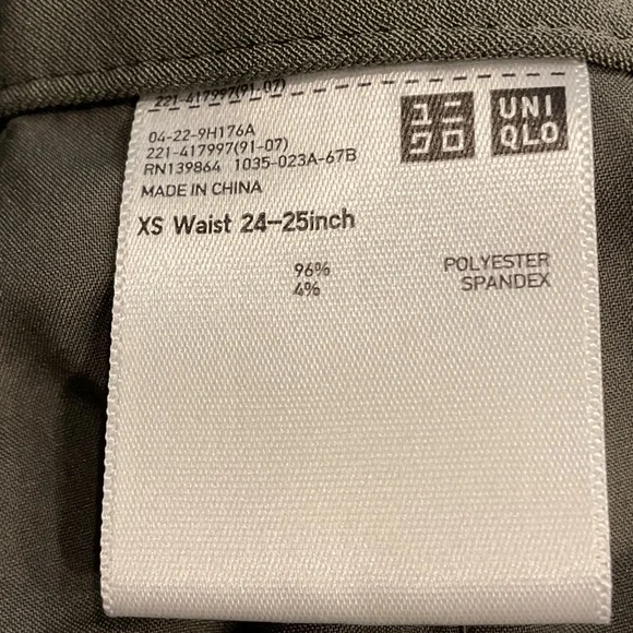 Uniqlo Green Dress Pants Straight Leg Cotton Blend, Size XS - Picture 6 of 6